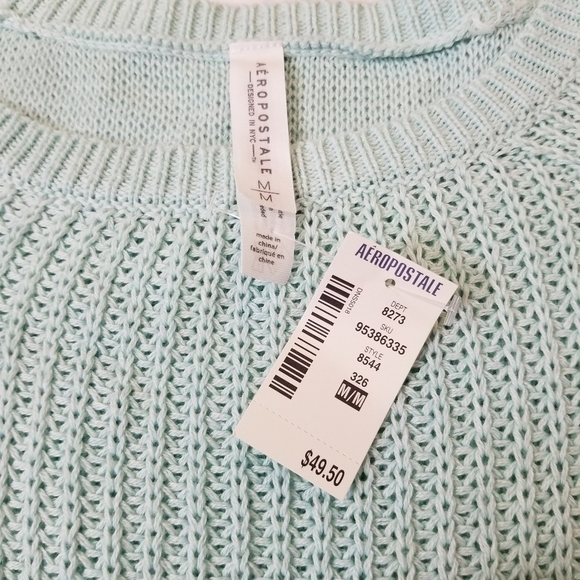 AEROPOSTALE Medium knit sweater Mint Green New - Picture 2 of 7